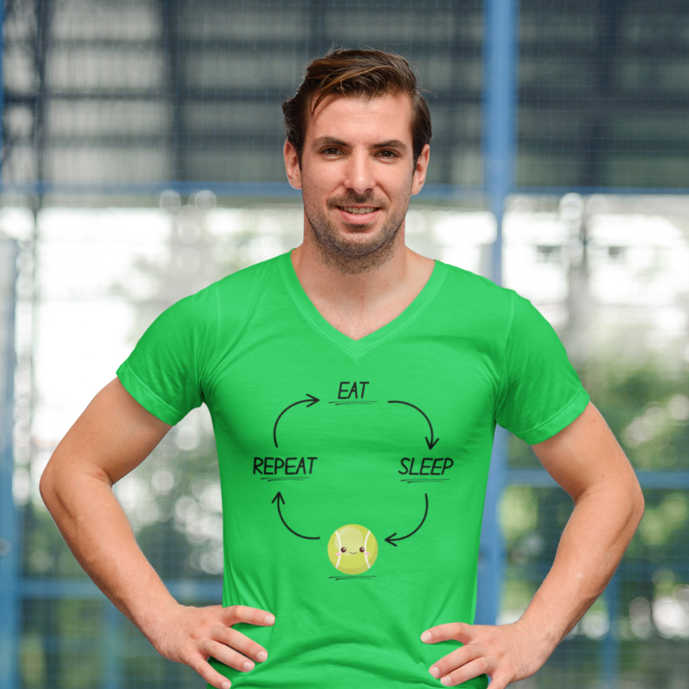 Eat Sleep Tennis Repeat T-Shirt - Cute Tennis Ball Life Cycle Tee - Funny Tennis Lifestyle Gift