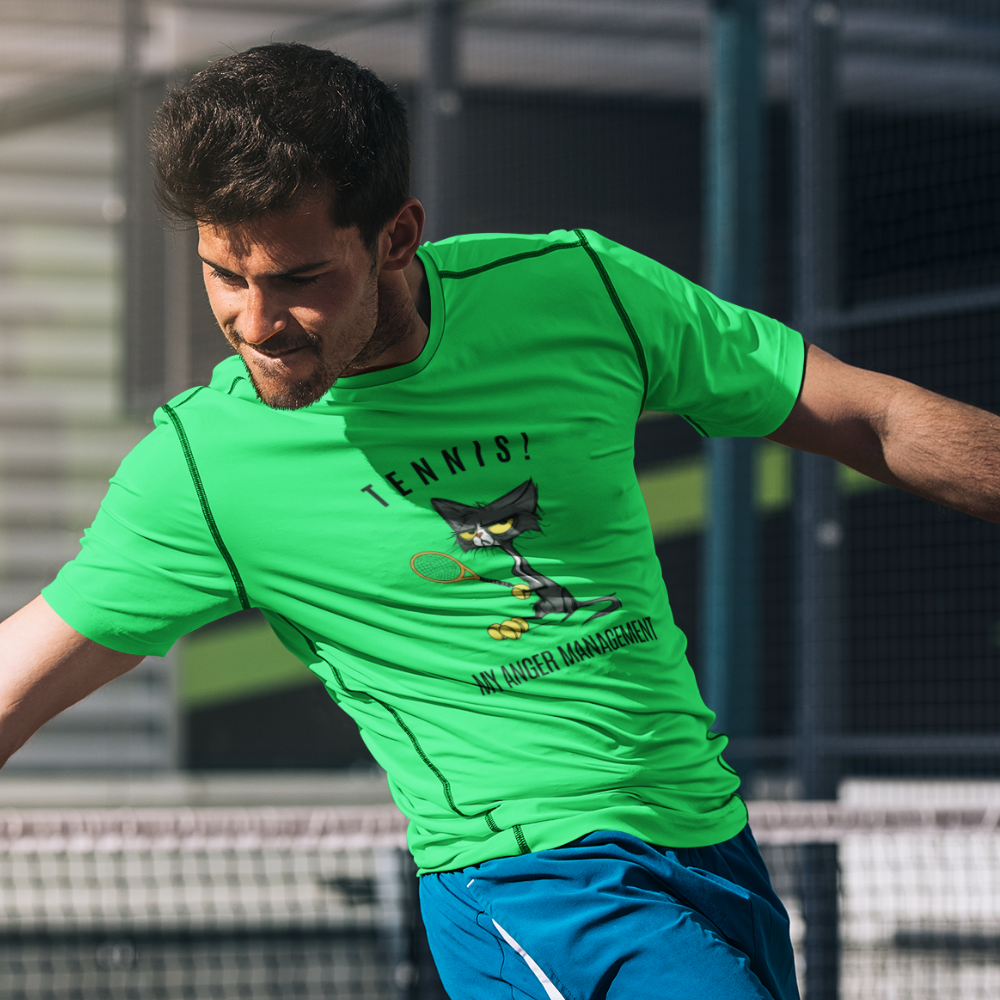 Funny Tennis Cat T-Shirt | My Anger Management | Grumpy Cat Tennis Tee | Humorous Sports Shirt | Unisex